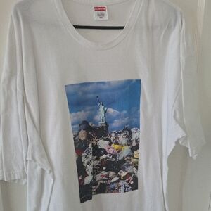 Supreme White Tee with Statue of Liberty Graphic